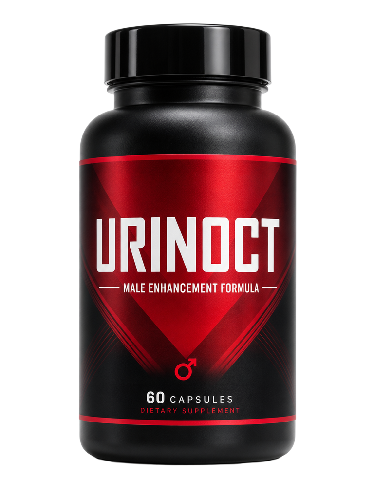 URINOCT Male Enhancement supplement bottle with red label, 60 capsules